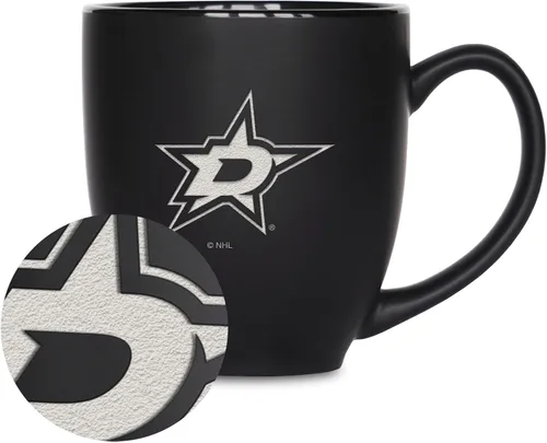 Vista 22 de Rico Industries NHL Hockey - Taza bistró de cerámica negra mate de 15 onzas