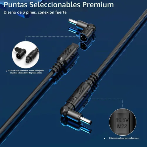 Vista 4 de Adaptador de CA universal de 90 W, cargador para laptop compatible con Lenovo HP Dell ASUS Acer Samsung Gateway Notebook Ultrabook Chromebook Negro