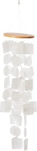 Vista 6 de Deco 79 Carillón de cascara de Capiz en cascada, 20" x 5" x 5", blanco