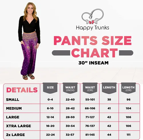 Vista 5 de Happy Trunks Pantalones harén para mujer, pantalones de yoga con bolsillos (S-XXL) ropa hippieropa bohemia para mujersala de playa