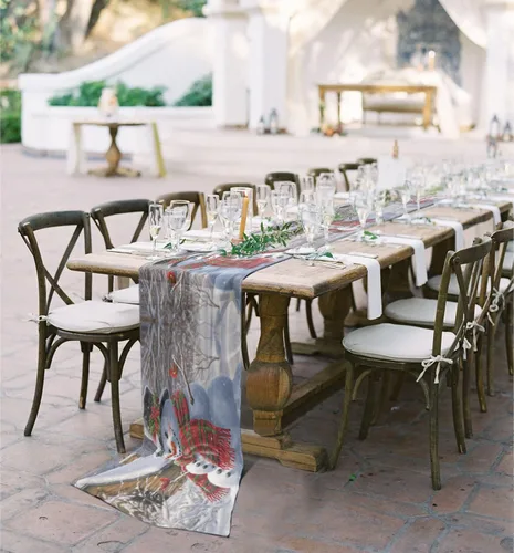 Vista 5 de Double Love Winter Christmas Chiffon Table Runner 55 Inches Long, Voile Sheer Tulle Runner for Rustic Wedding Reception Bridal Shower Decorations
