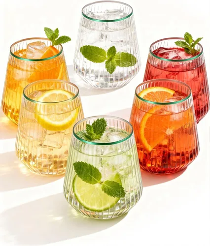 Vista 15 de BESTSTAR 36 Piezas Copas de Vino de Plástico Transparente Acanalado de 12 onzas, Copas de Champán Desechables de Origami Onduladas, Elegantes Vasos