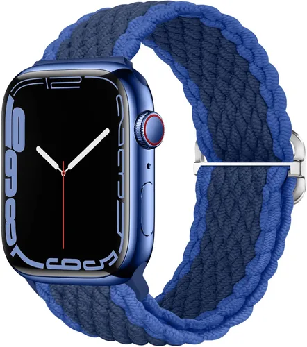 Vista 34 de Qimela - Correa elástica Solo Loop compatible con Apple Watch de 49 mm, 46 mm, 45 mm, 44 mm, 42 mm, 41 mm, 40 mm y 38 mm, correa trenzada Verde
