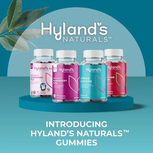 Vista 2 de Hyland's Gomitas orgánicas de saúco Plus para niños, bayas de saúco negro orgánicas con zinc y vitamina C, apoyo inmunológico para niños, 48 gomitas