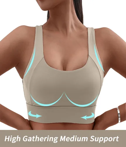 Vista 2 de Brasier deportivo para mujer, brasier de entrenamiento cruzado de alto impacto, brasier de alto soporte para yoga, fitness y correr