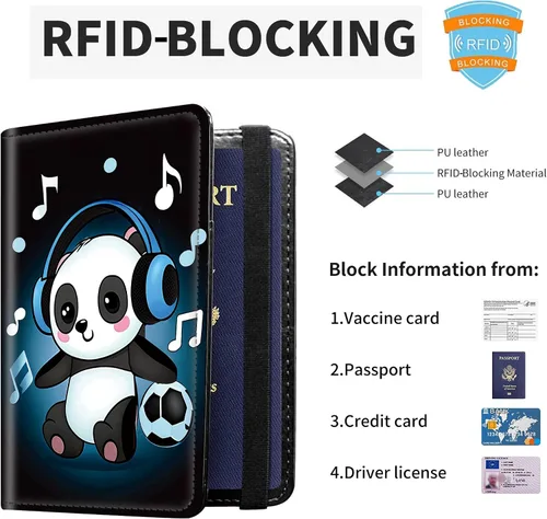 Vista 4 de Combo de portatarjetas de pasaporte y vacunación con bloqueo RFID-X-1, Música, Minimalista