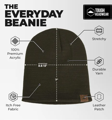 Vista 52 de Tough Headwear Daily Knit Beanie – Gorros para hombre – Sombreros de invierno para hombres y mujeres – Sombreros de punto cálidos para clima frío