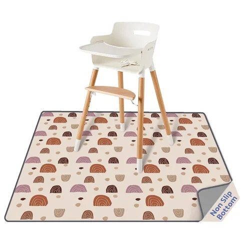 Vista 15 de Blissful Diary - Alfombrilla para debajo de la silla alta, 50.4 x 50.4 pulgadas, lavable, antideslizante, protectora contra salpicaduras, rosa claro