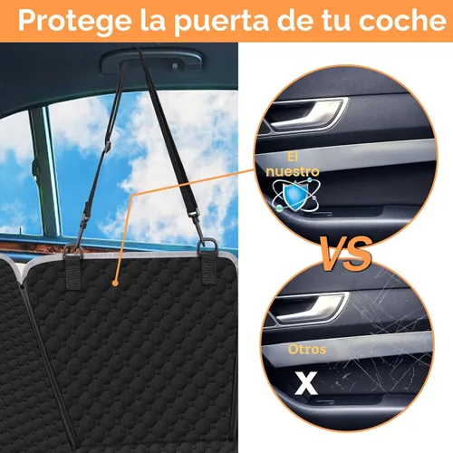 Vista 2 de Mancro Funda de asiento de automóvil para perro para asiento trasero, 2026 mejorada 600D, resistente, impermeable y resistente a los arañazos