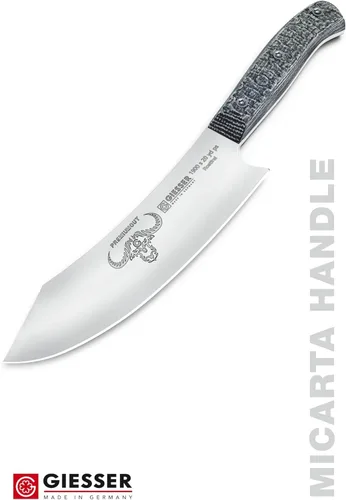 Vista 3 de Giesser desde 1776, PremiumCut, The Wolfpack, cuchillo de chef alemán de 8 pulgadas - Cuchillo Rock n Chop, cuchillo de barbacoa para niños