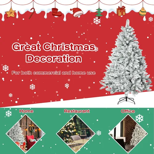 Vista 7 de Incbruce Árbol de Navidad artificial de 7 pies, árbol de Navidad con 1,000 puntas de rama, árbol de Navidad flocado con base estable de metal