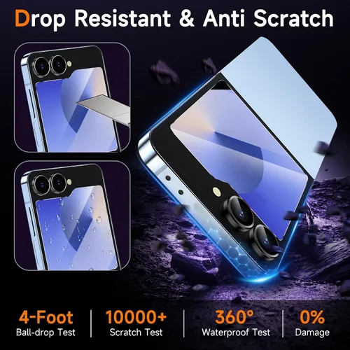 Vista 3 de YWXTW EZ Alignment - Protector de pantalla para Samsung Galaxy Z Flip 6/Z Flip 7 FE, 2 protectores de pantalla de vidrio templado frontal + 1 juego