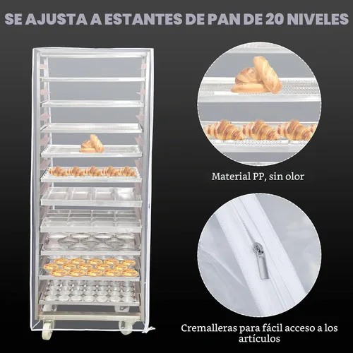 Vista 3 de Riakrum 2 piezas de 2 piezas de cubierta para panecillos para panadería, hoja de 20 niveles para el hogar, cocina, restaurante, panadería, 28