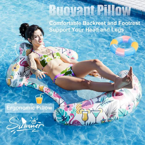Vista 5 de Pool Floats Adult - Inflatable Pool Lounger, Pool Lounger Chairs for Relaxation, Floating Water Lounger Chairs Summer Water Sun Tanning for Swimming