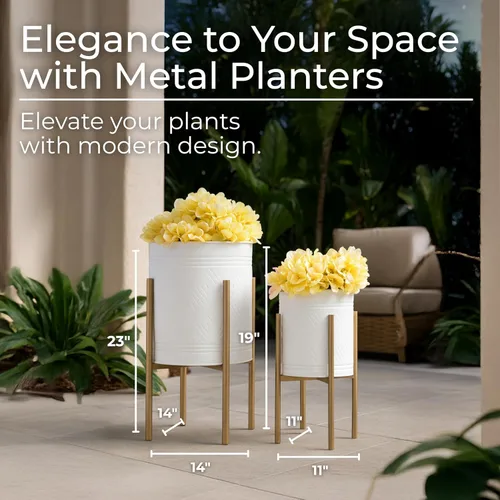 Vista 3 de Macetas decorativas con soporte de metal para decoración del hogar, macetas modernas para decoración de pasillo, entrada y sala de estar, macetas