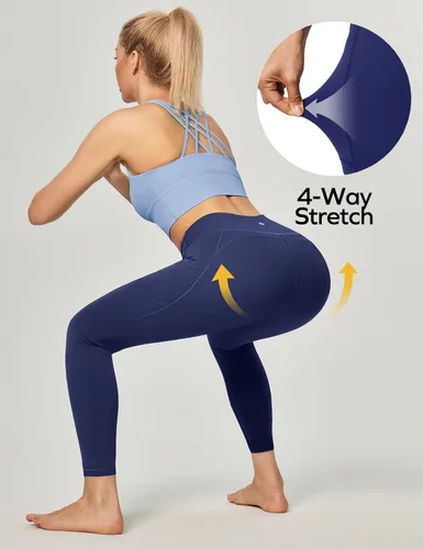 Vista 3 de Ewedoos - Pantalones deportivos de yoga para mujer con bolsillos leggings con bolsillos, de tiro alto, con control de abdomen, que no transparentan