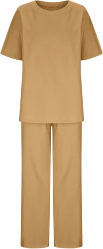 Vista 12 de Conjuntos de verano de 2 piezas para mujer, conjuntos elegantes y casuales de color liso, para verano, otoño, cuello redondo, tops y pantalones