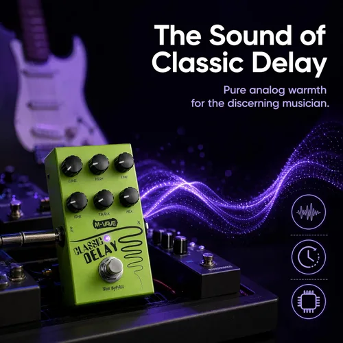Vista 7 de M-VAVE ClassicDelay - Pedal de guitarra multiefectos, pedal de guitarra multiefectos, pedal de guitarra multiefectos, efecto de guitarra analógica