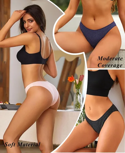 Vista 2 de Knowyou Ropa interior de algodón para mujer, bragas atrevidas para mujer, lindas bragas elásticas transpirables para mujer, paquete de 6