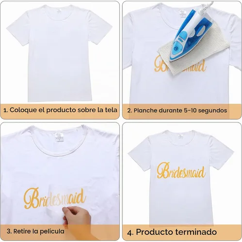 Vista 7 de 15 piezas de parches dorados para planchar para novia, calcomanías de transferencia de calor para dama de honor, calcomanías de vinilo