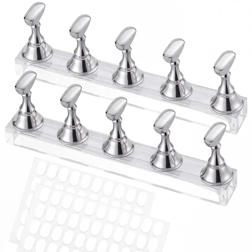Vista 15 de Soporte de uñas para prensa, puntas de uñas magnéticas, soporte de uñas para pintar uñas, diseño de uñas postizas con masilla adhesiva reutilizable