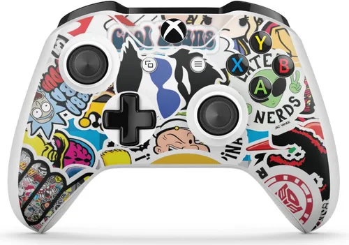 Vista 5 de GNG Stickerbomb Skin Decal Sticker Compatible with Xbox One S Console + 2 Controller Skins