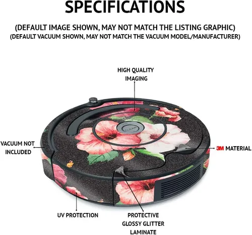 Vista 2 de MightySkins - Piel brillante con purpurina compatible con iRobot Roomba s9+ Vacuum y Braava Jet m6 Bundle – Mariposas Acabado protector