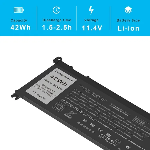 Vista 5 de Fancy Buying 51KD7 - Batería de repuesto para laptop Dell Chromebook 11 3100 3180 3189 5190 3181 2 en 1 14 3400 Series P28T001 Y07HK FY8XM 0FY8XM