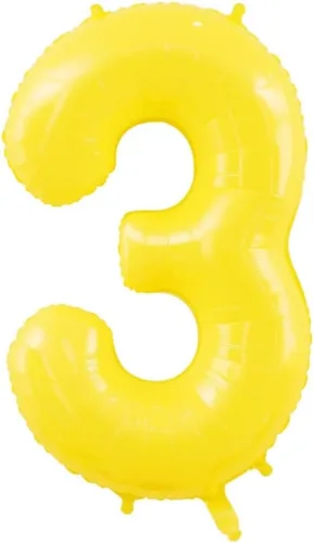 Vista 2 de Globos amarillos grandes de 40 pulgadas con corona, globos de helio de aluminio del número 3, decoraciones de tercer cumpleaños, suministros