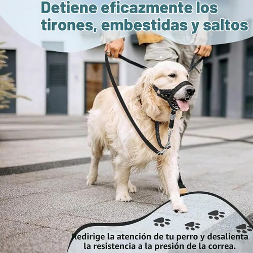 Vista 2 de BARKLESS - Collar de cabeza antitirones para perros medianos y grandes, resistente Negro
