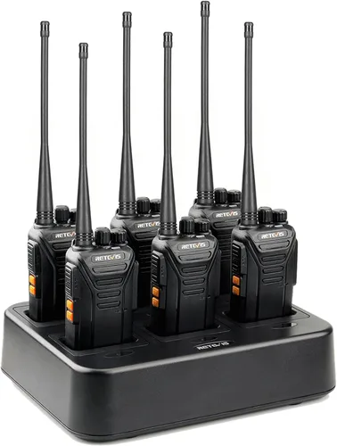 Vista 16 de Retevis Walkie Talkies RT27, radio bidireccional con micrófono de altavoz de hombro, radios de 2 vías de largo alcance, base de carga USB, alarma