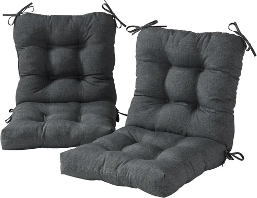 Vista 12 de Cojines para silla de exterior con bisagras, diseño de una sola pieza, cojín reversible para asiento y respaldo de patio con lazos, tela de Aloha