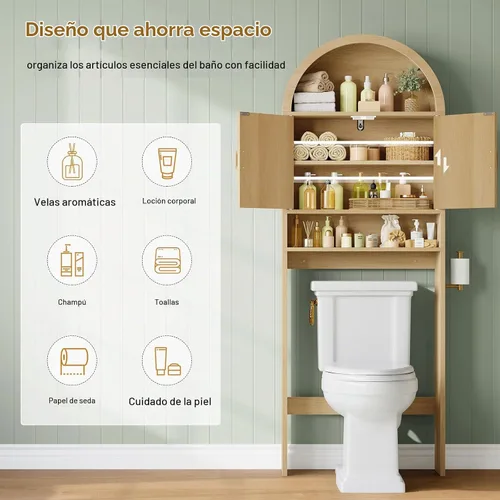 Vista 6 de TEENFON Arched Over The Toilet Storage Cabinet, Bathroom Storage Cabinet