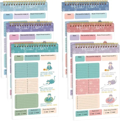 Vista 10 de Glenmal Paquete de 6 Libretas de Tareas Sin Fecha, Libreta de Tareas Diarias, Planificador Diario, 180 Hojas para Adultos, Estudiantes, Oficina