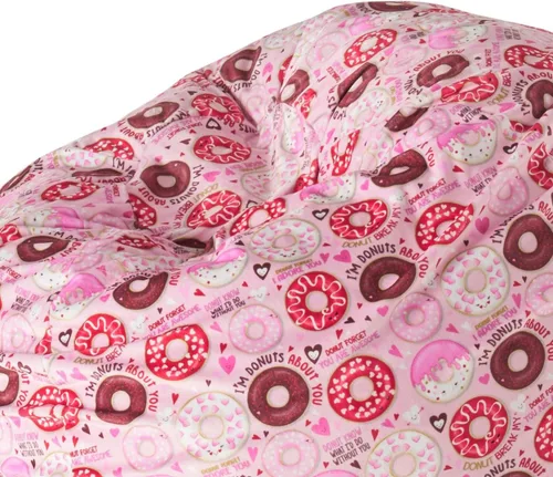 Vista 5 de Puff Puff - Puf redondeado de 3 pies, estampado de rosquillas rosadas