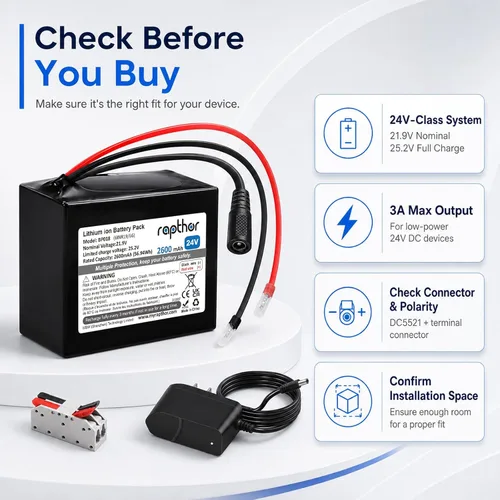 Vista 2 de Batería recargable de 24 V, iones de litio de 2,6 Ah con cargador
