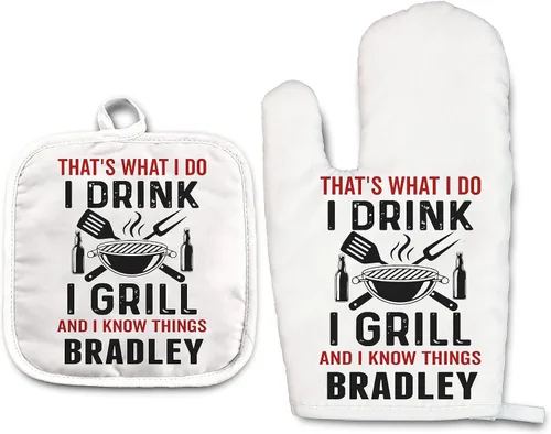Vista 11 de Angela's Kitchen - Juego de guantes de horno personalizados y soporte para ollas Regalos de cocina personalizados Inauguración de la casa