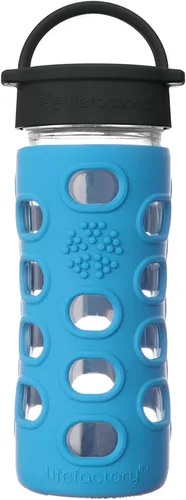 Vista 19 de Lifefactory Botella de agua de vidrio sin BPA de 12 onzas con tapa clásica y funda protectora de silicona, Marigold Caléndula