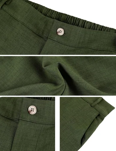 Vista 6 de Hooever - Pantalones casuales de cintura alta y pierna ancha, rectos con botones para mujer
