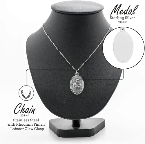 Vista 2 de True Faith Jewelry Sterling Silver Patron Medal 78 Inch