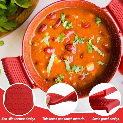 Vista 3 de Cobertura de mango de silicona con asistencia para ollas calientes, cubiertas de mango de sartén caliente, portamango de olla, funda de mango