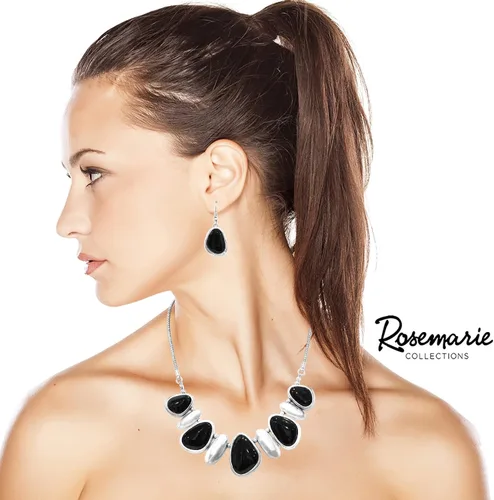 Vista 5 de Rosemarie & Jubalee Juego de aretes y collar de howlita natural de estilo occidental para mujer, diseño de howlita pulida, 18 pulgadas + 3 pulgadas