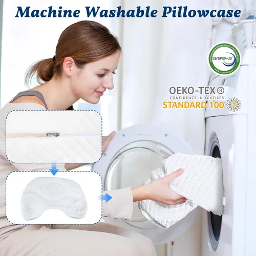 Vista 9 de Almohada para dormir de lado con agujero para el brazo, almohada de espuma viscoelástica para aliviar el dolor de cuello y hombros, almohada