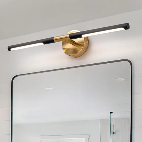 Vista 15 de Lámparas doradas para baño sobre espejo de 24 pulgadas, 18W 360° Giratorias Regulables 4000K Lámpara de Tocador LED de Latón, Luces de Tocador