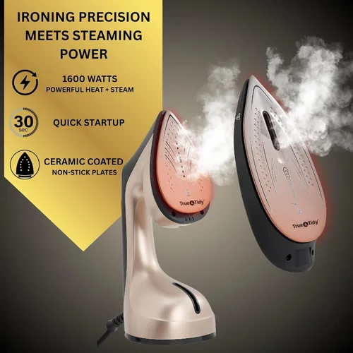 Vista 2 de True & Tidy DuoPress XL 2 en 1 vaporizador y plancha para ropa, potente vapor turbo de 1600 W, placa de cerámica grande, control de temperatura