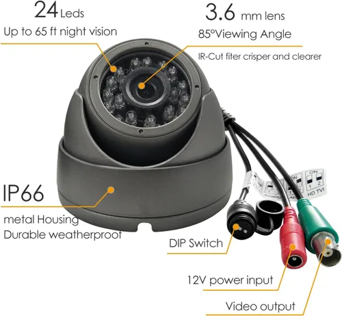 Vista 2 de Cámara de seguridad CCTV analógica HD 1080P 4 en 1 (TVI/AHD/CVI/960H analógica) con domo de cámara de seguridad para exteriores, carcasa metálica