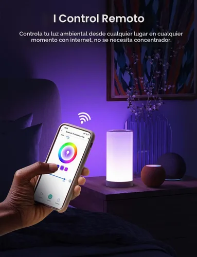 Vista 5 de meross Lámpara de mesa inteligente, lámpara de noche, compatible con Apple HomeKit, Siri, Amazon Alexa y SmartThings, blanco sintonizable