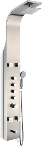 Vista 6 de ANZZI Sistema de Panel de Cabezal de Regadera Fontan Acero Cepillo 6 Chorros Turbo & Multifuncional Jet de Alta Presión + Lluvia + Combo