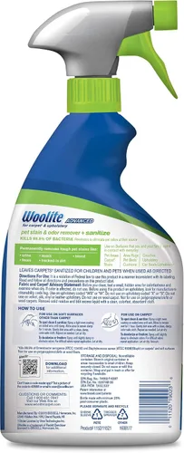 Vista 2 de Bissell Woolite Advanced - Removedor de manchas y olores para mascotas + desinfectante, 11521 (22 onzas líquidas)