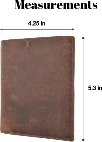 Vista 4 de Marshal Cartera plegable de cuero genuino con bloqueo RFID para hombres ranuras para tarjetas 2 compartimentos para billetes ventanas